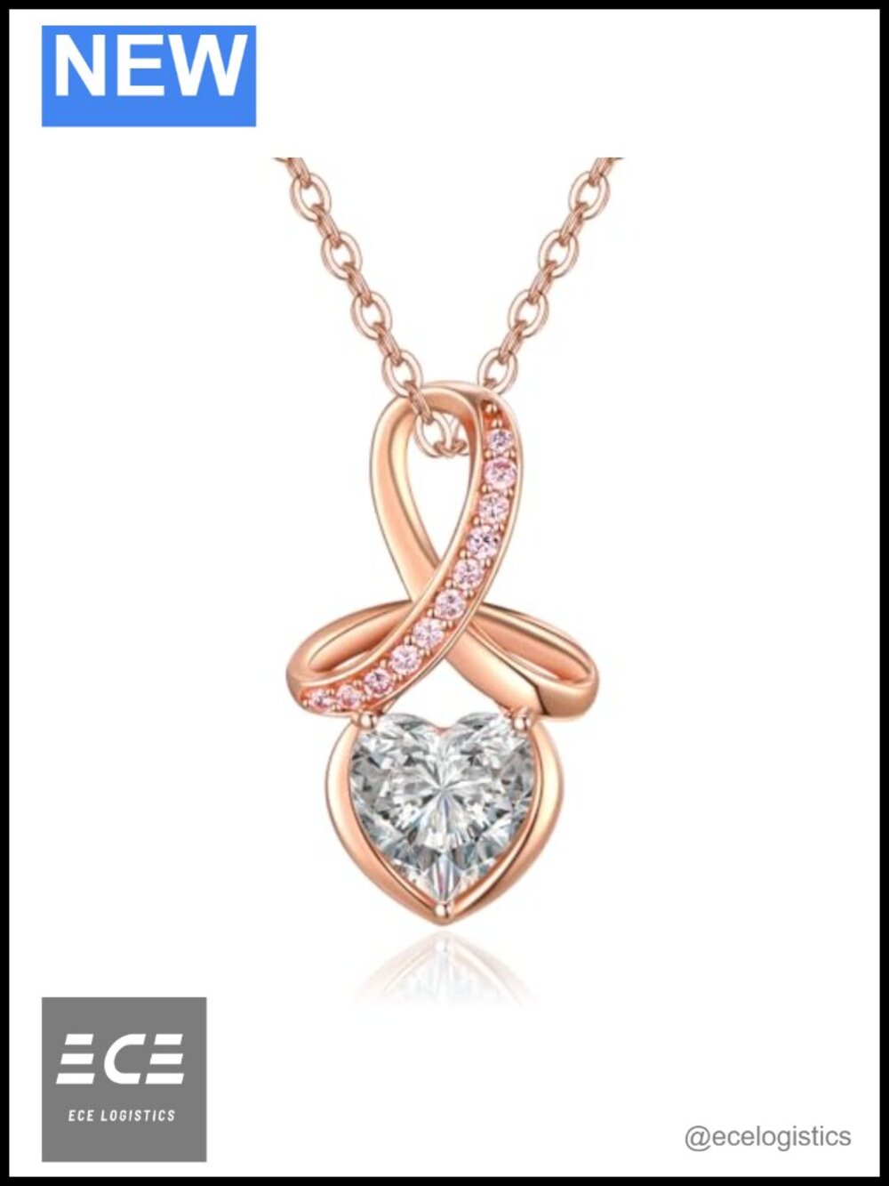 925 Sterling Silver Pink Ribbon Pendant Necklace Breast Cancer Awareness Gift